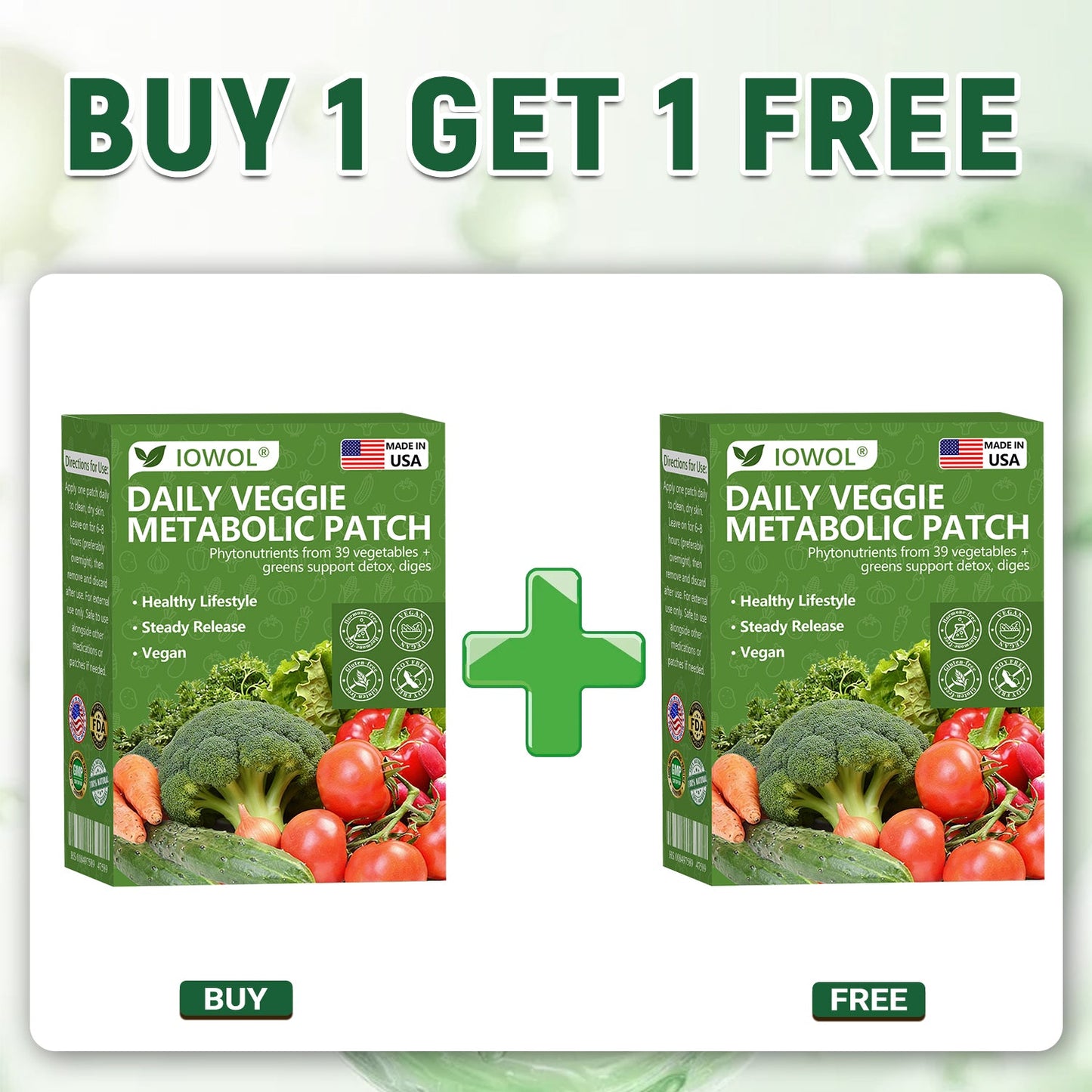 🇺🇸 Boutique officielle | 🥦 Patch métabolique IOWOL® aux extraits de 39 légumes pour soutenir la digestion, la détox et l’énergie au quotidien. ✨